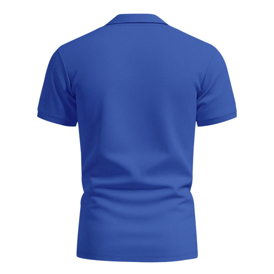 Men’s Full Size Button Detail Short Sleeve Polo Plus Apparel and Accessories
