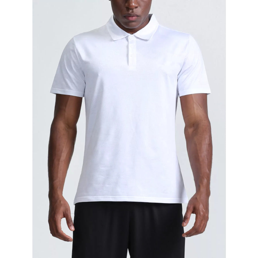 Men’s Full Size Button Detail Short Sleeve Polo Plus Size Apparel and Accessories