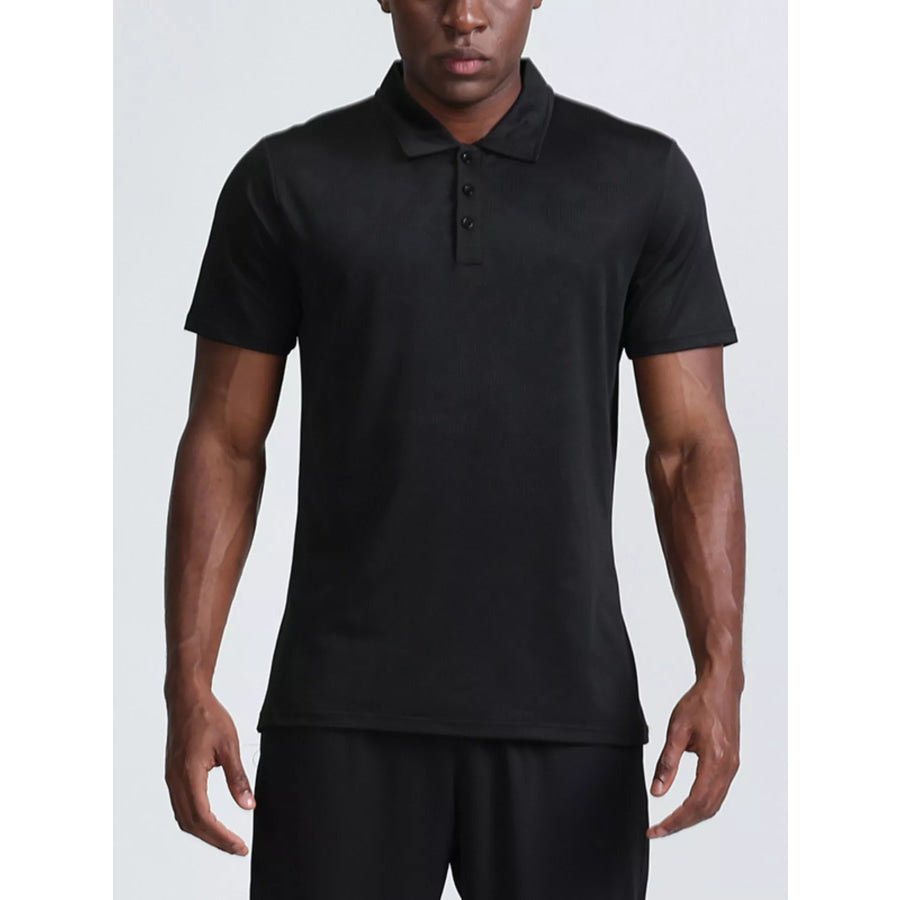 Men’s Full Size Button Detail Short Sleeve Polo Plus Size Apparel and Accessories