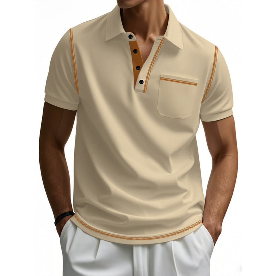 Men’s Full Size Button Detail Short Sleeve Polo Plus Size Apparel and Accessories