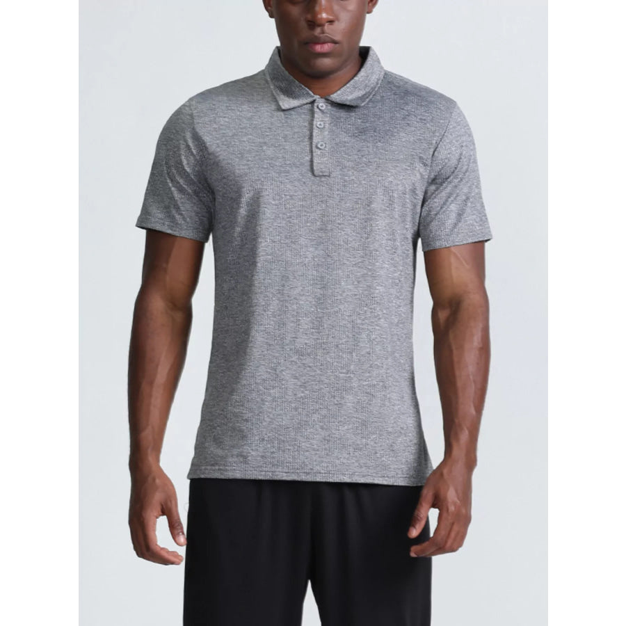 Men’s Full Size Button Detail Short Sleeve Polo Plus Size Apparel and Accessories