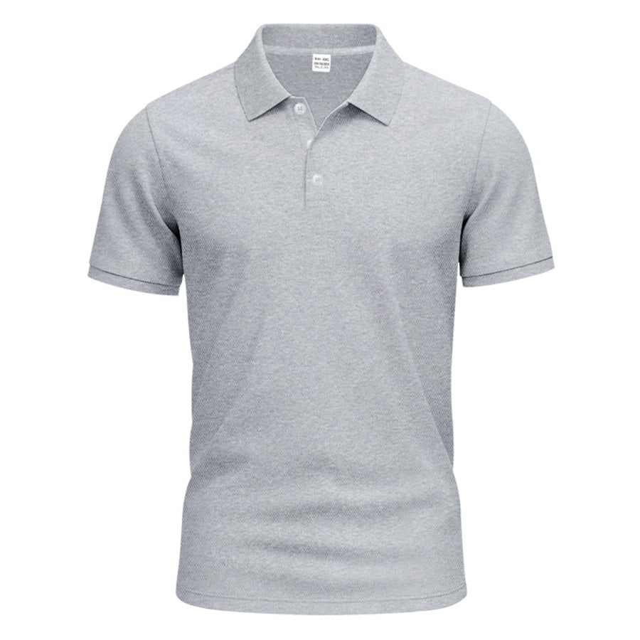 Men’s Full Size Button Detail Short Sleeve Polo Plus Light Gray / S Apparel and Accessories