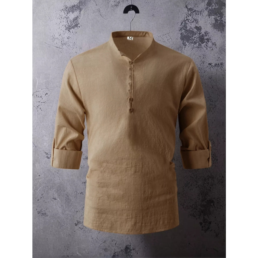 Men’s Full Size Button Detail Short Sleeve Shirt Plus Size Apparel and Accessories