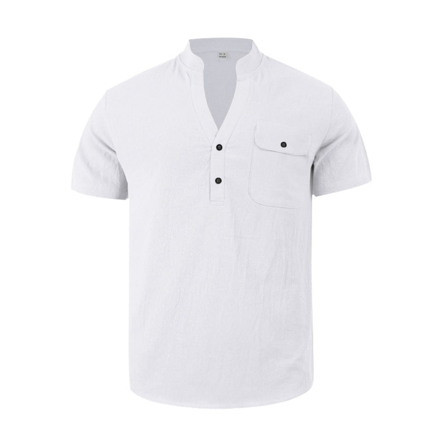 Men’s Full Size Button Detail Short Sleeve Shirt Plus Size Apparel and Accessories