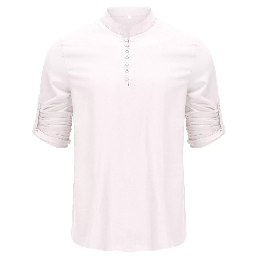 Men’s Full Size Button Detail Short Sleeve Shirt Plus Size White / S Apparel and Accessories