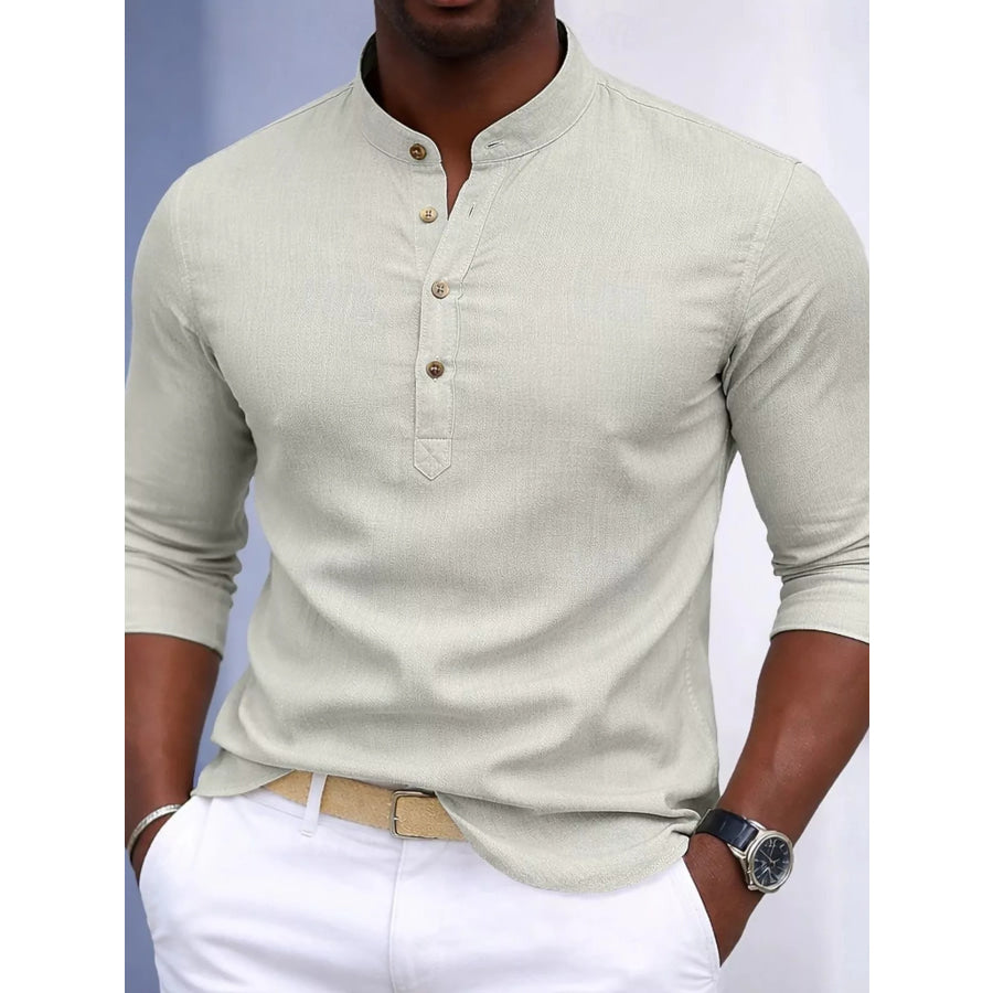 Men’s Full Size Button Detail Slim Fit Shirt Plus Size Sage / S Apparel and Accessories