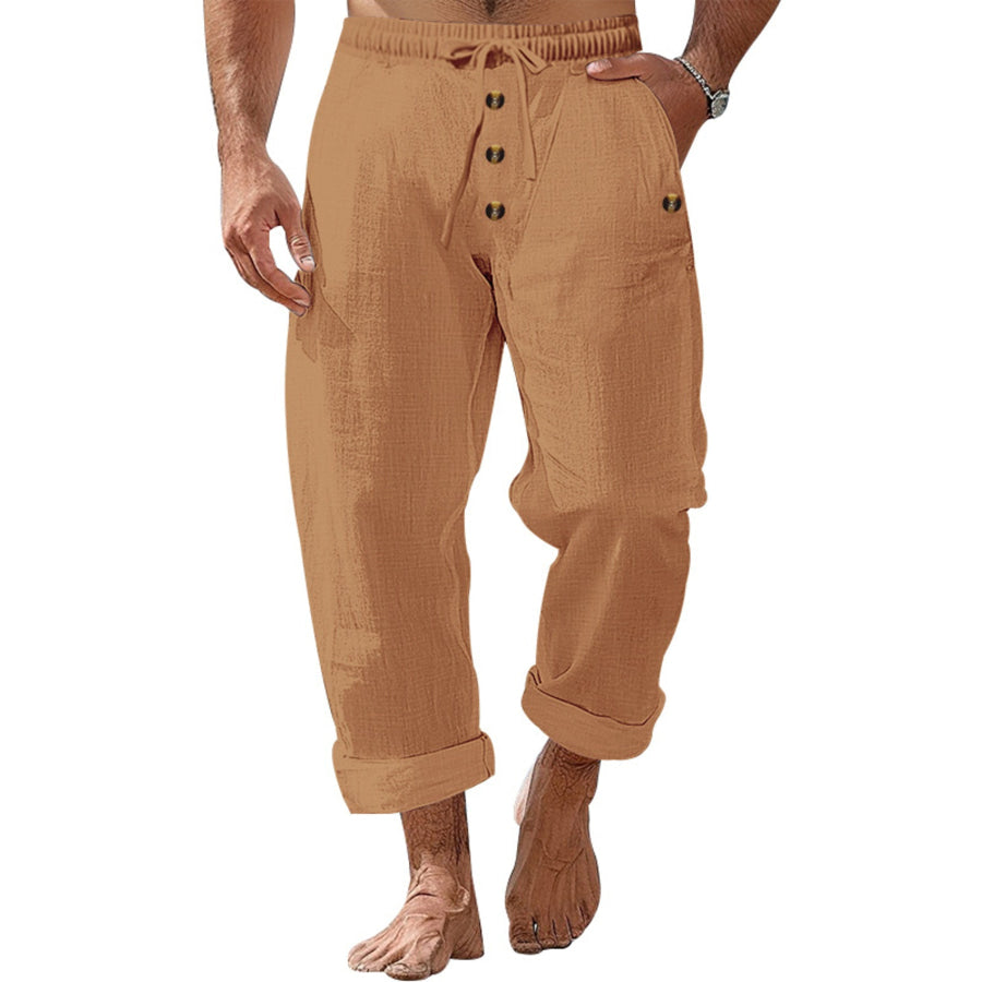 Men’s Full Size Button-Fly Drawstring Pants Plus Size Apparel and Accessories