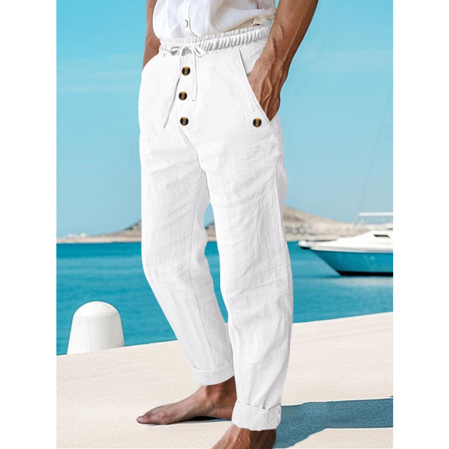 Men’s Full Size Button-Fly Drawstring Pants Plus Size Apparel and Accessories