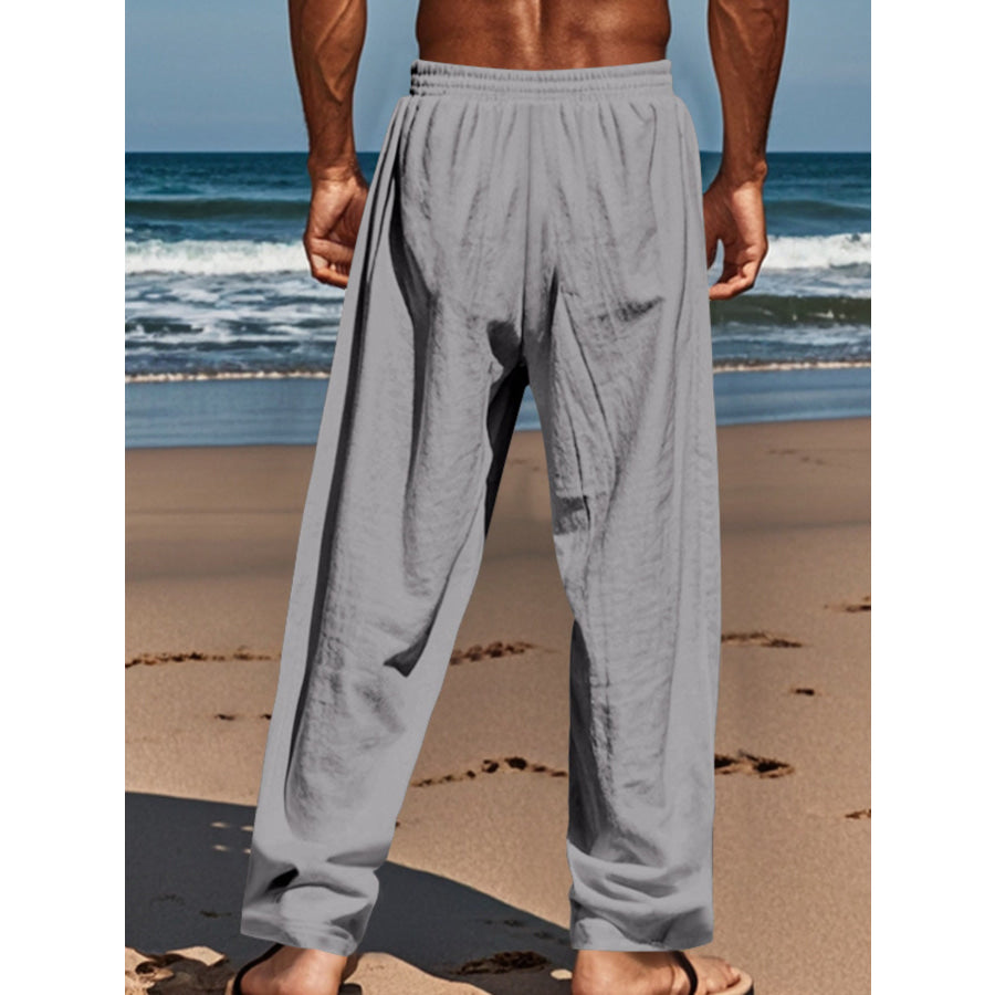 Men’s Full Size Button-Fly Drawstring Pants Plus Size Apparel and Accessories