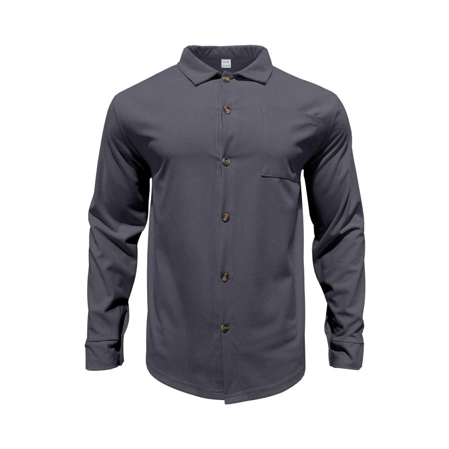 Men’s Full Size Button Up Long Sleeve Shirt and Pants Set Plus Size Apparel and Accessories