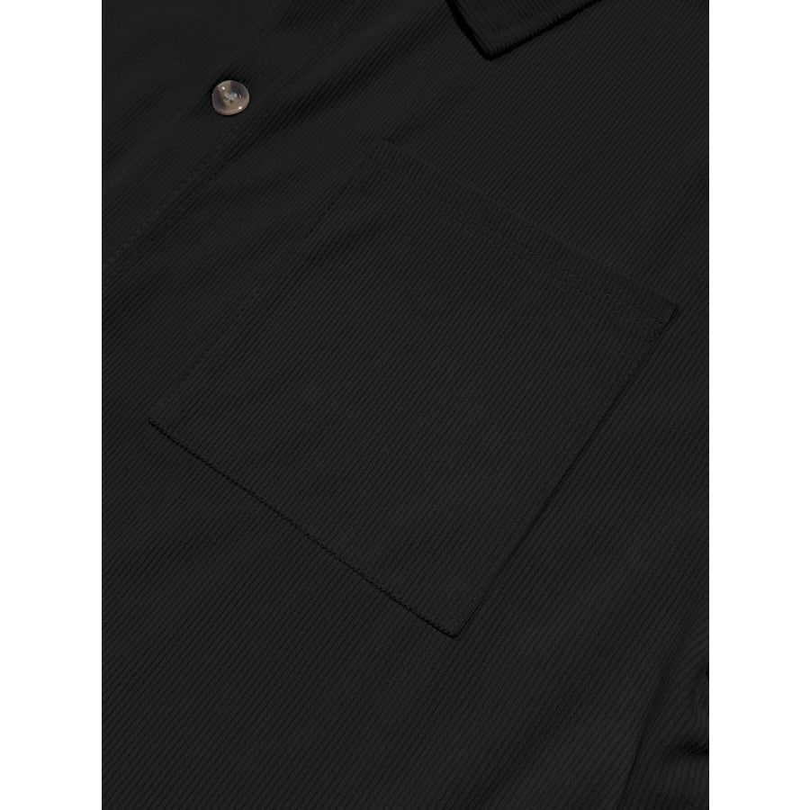 Men’s Full Size Button Up Long Sleeve Shirt and Pants Set Plus Size Apparel and Accessories
