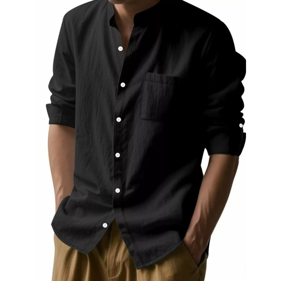 Men’s Full Size Button Up Long Sleeve Shirt Plus Size Apparel and Accessories