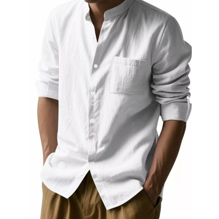 Men’s Full Size Button Up Long Sleeve Shirt Plus Size Apparel and Accessories