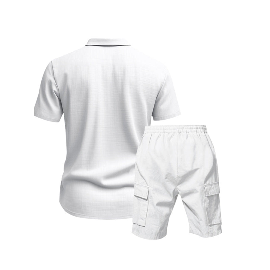 Men’s Full Size Button Up Shirt and Shorts Set Plus Size Apparel and Accessories