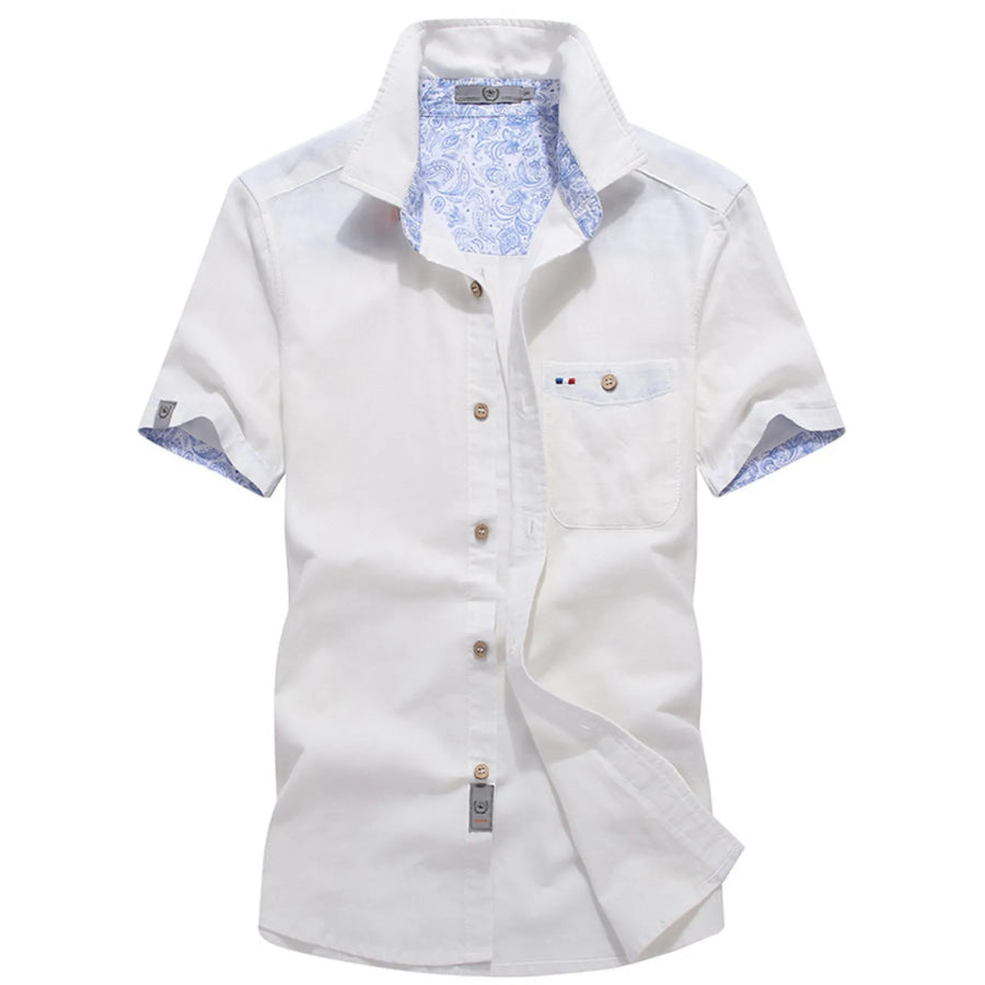 Men’s Full Size Button Up Short-Sleeve Casual Shirt Plus Size White / S Apparel and Accessories