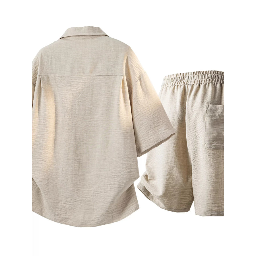 Men’s Full Size Button Up Short Sleeve Shirt and Shorts Plus Size Apparel and Accessories