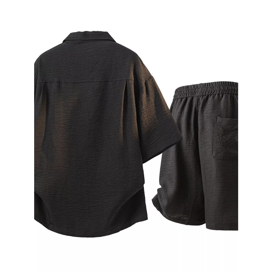 Men’s Full Size Button Up Short Sleeve Shirt and Shorts Plus Size Apparel and Accessories
