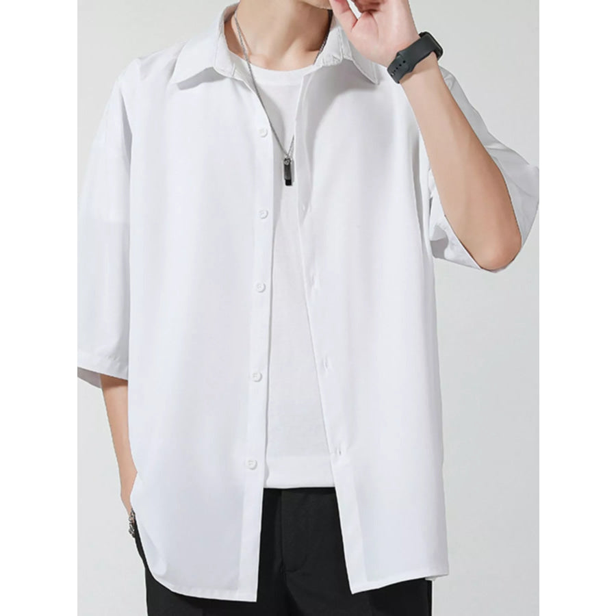 Men’s Full Size Button Up Short Sleeve Shirt Plus Size Apparel and Accessories