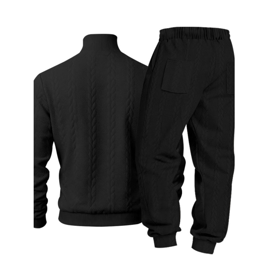 Men’s Full Size Cable Knit Mock Neck Sweater and Joggers Set Plus Apparel Accessories