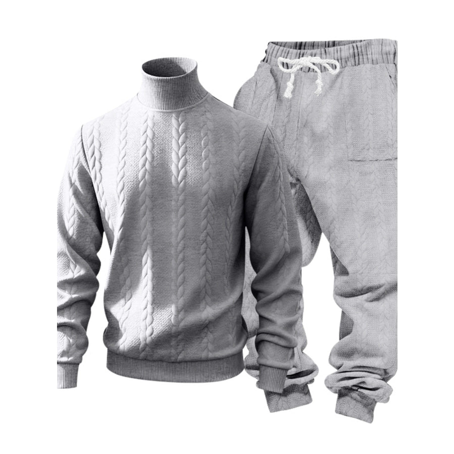 Men’s Full Size Cable Knit Mock Neck Sweater and Joggers Set Plus Apparel Accessories