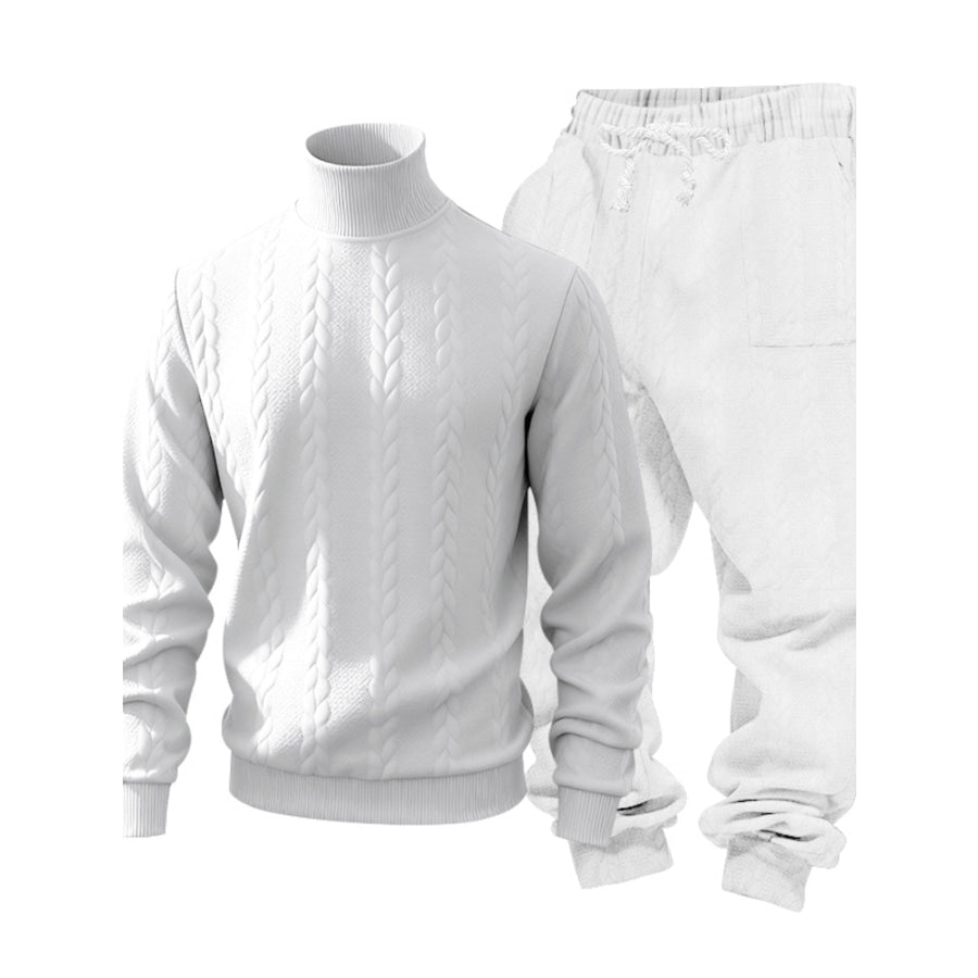 Men’s Full Size Cable Knit Mock Neck Sweater and Joggers Set Plus Apparel Accessories