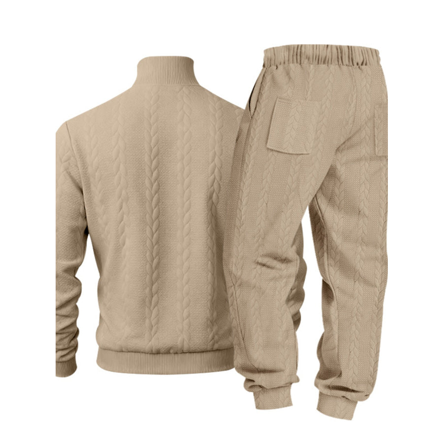 Men’s Full Size Cable Knit Mock Neck Sweater and Joggers Set Plus Apparel Accessories