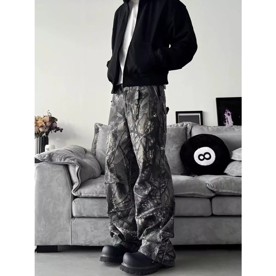 Men’s Full Size Camo Print Relaxed Fit Jeans Plus Size Camouflage / S Apparel and Accessories