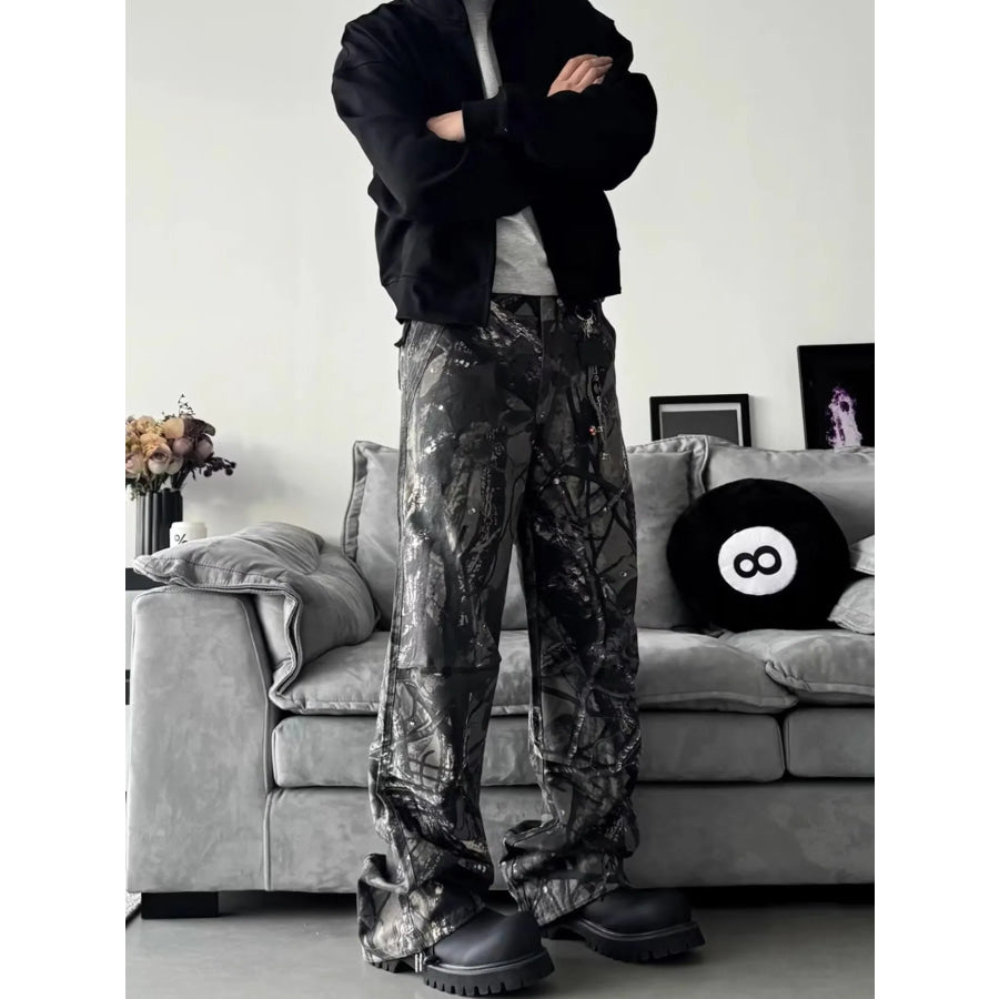 Men’s Full Size Camo Print Relaxed Fit Jeans Plus Size Apparel and Accessories