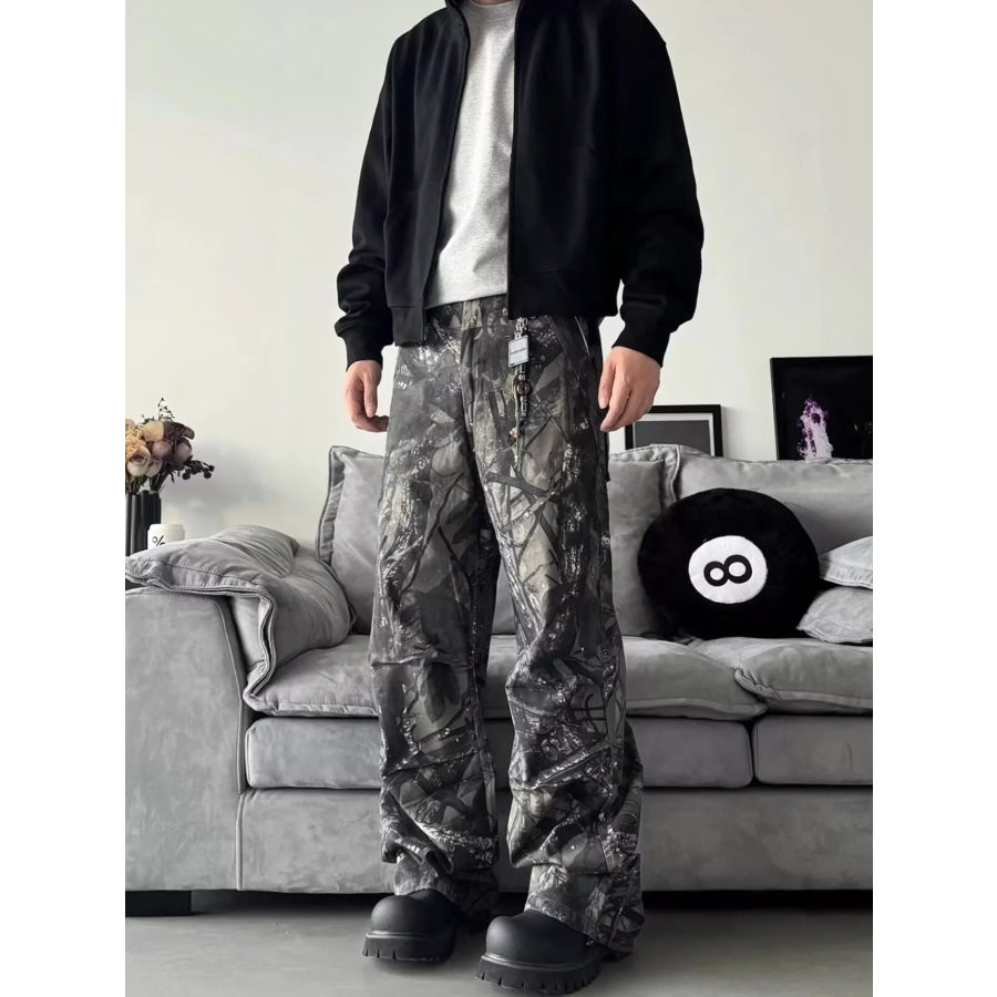 Men’s Full Size Camo Print Relaxed Fit Jeans Plus Size Camouflage / S Apparel and Accessories