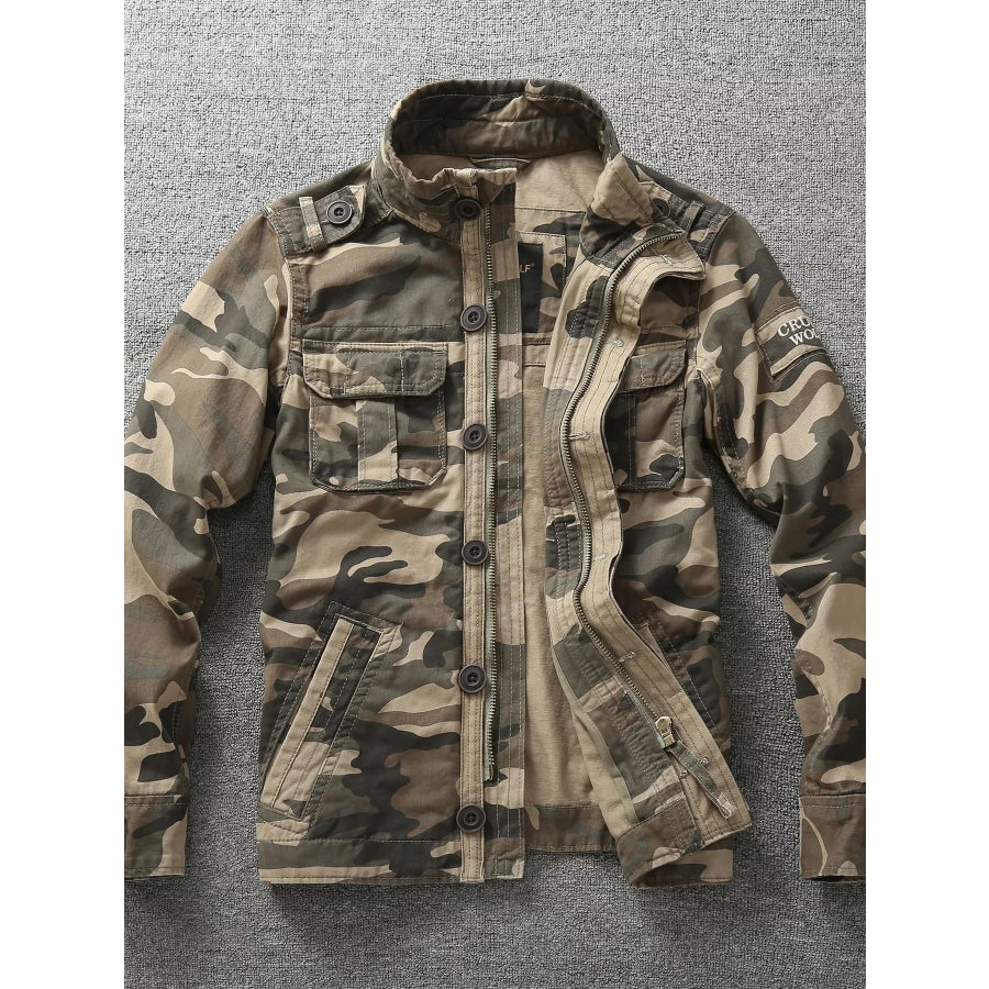 Men’s Full Size Camouflage Multi-Pocket Jacket Plus Apparel and Accessories