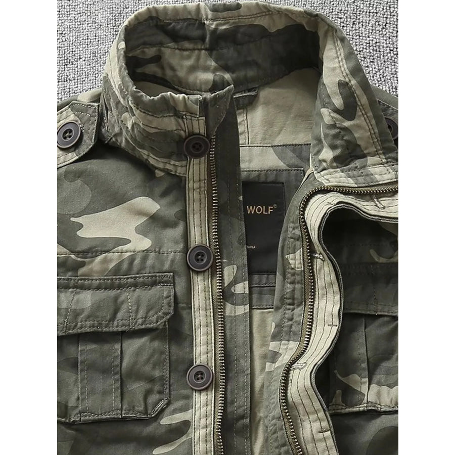 Men’s Full Size Camouflage Multi-Pocket Jacket Plus Apparel and Accessories