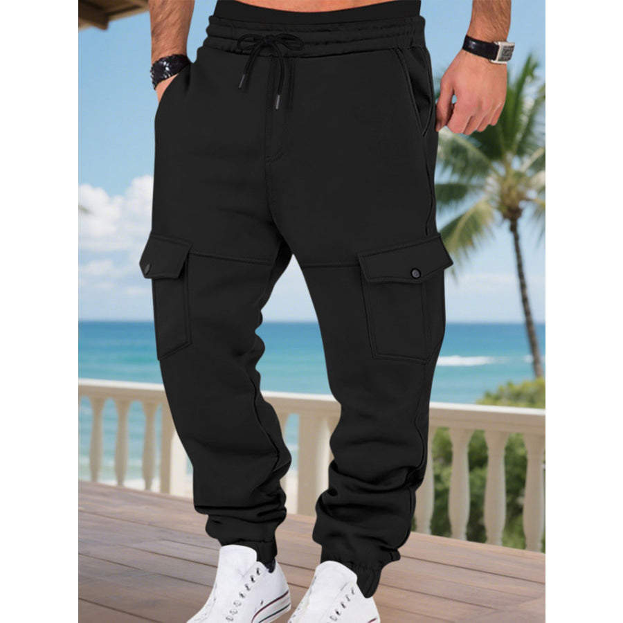 Men’s Full Size Cargo Joggers with Multi-Pockets Plus Black / S Apparel and Accessories
