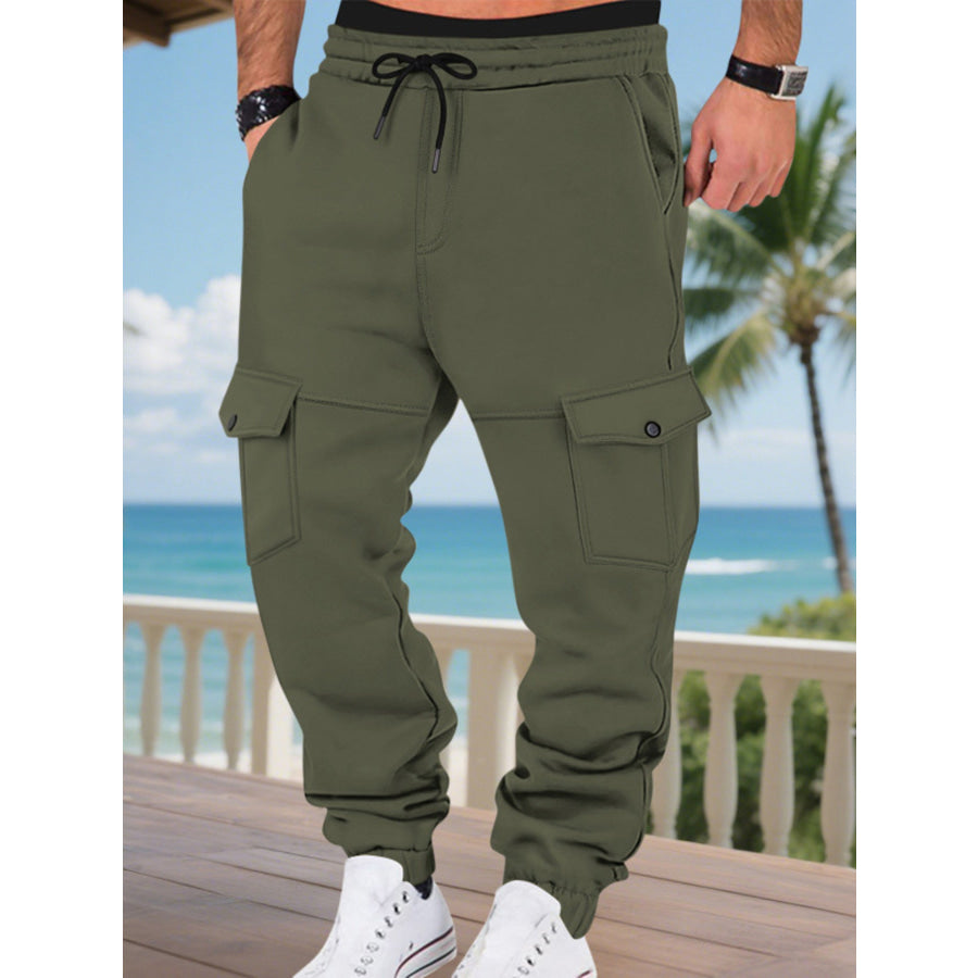 Men’s Full Size Cargo Joggers with Multi-Pockets Plus Military Green / S Apparel and Accessories