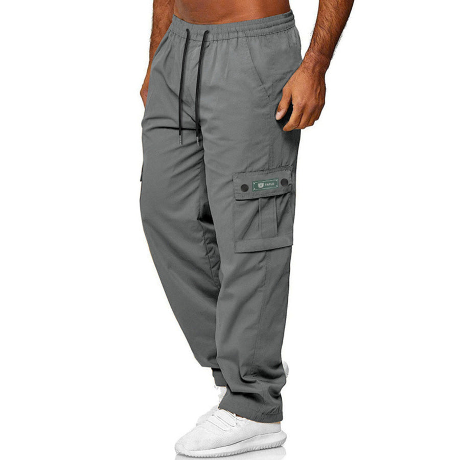 Men’s Full Size Cargo Pants with Drawstring Waist Plus Size Apparel and Accessories