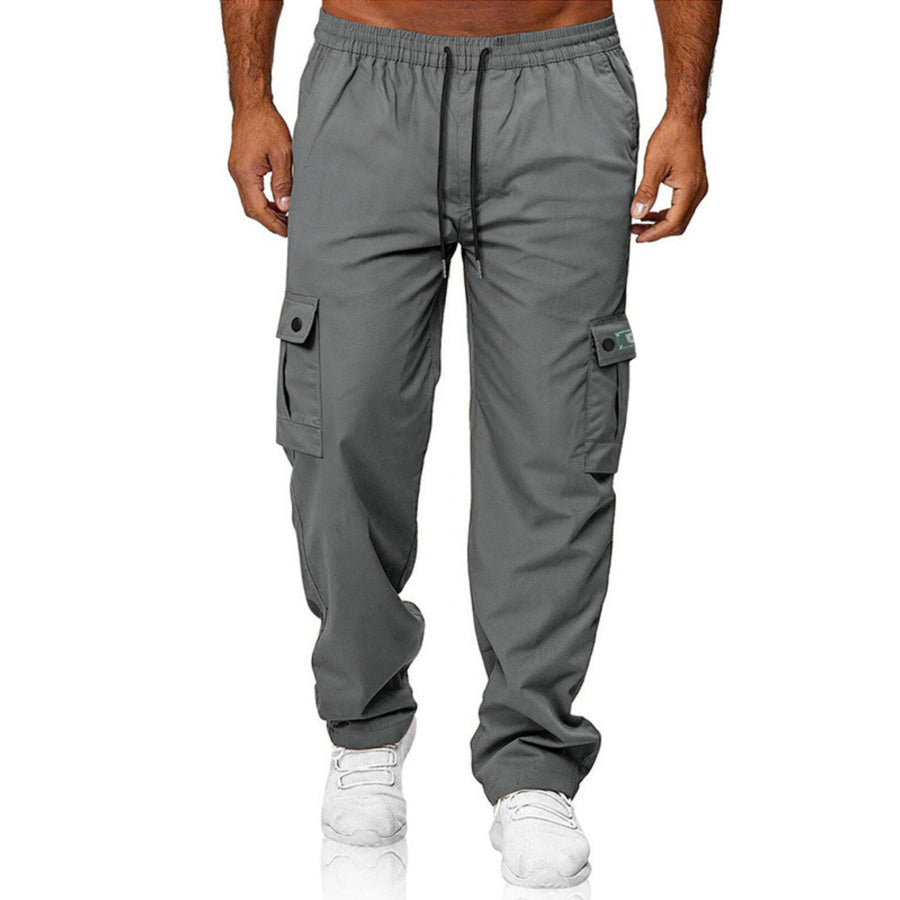 Men’s Full Size Cargo Pants with Drawstring Waist Plus Size Gray / XS Apparel and Accessories