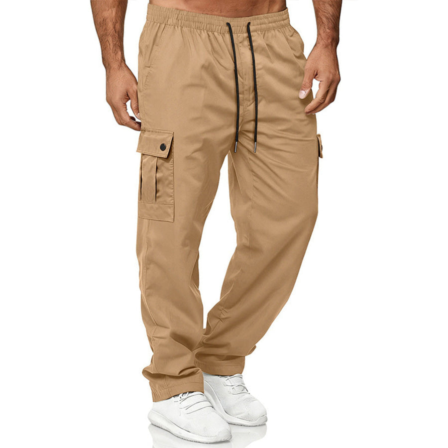 Men’s Full Size Cargo Pants with Drawstring Waist Plus Size Khaki / XS Apparel and Accessories