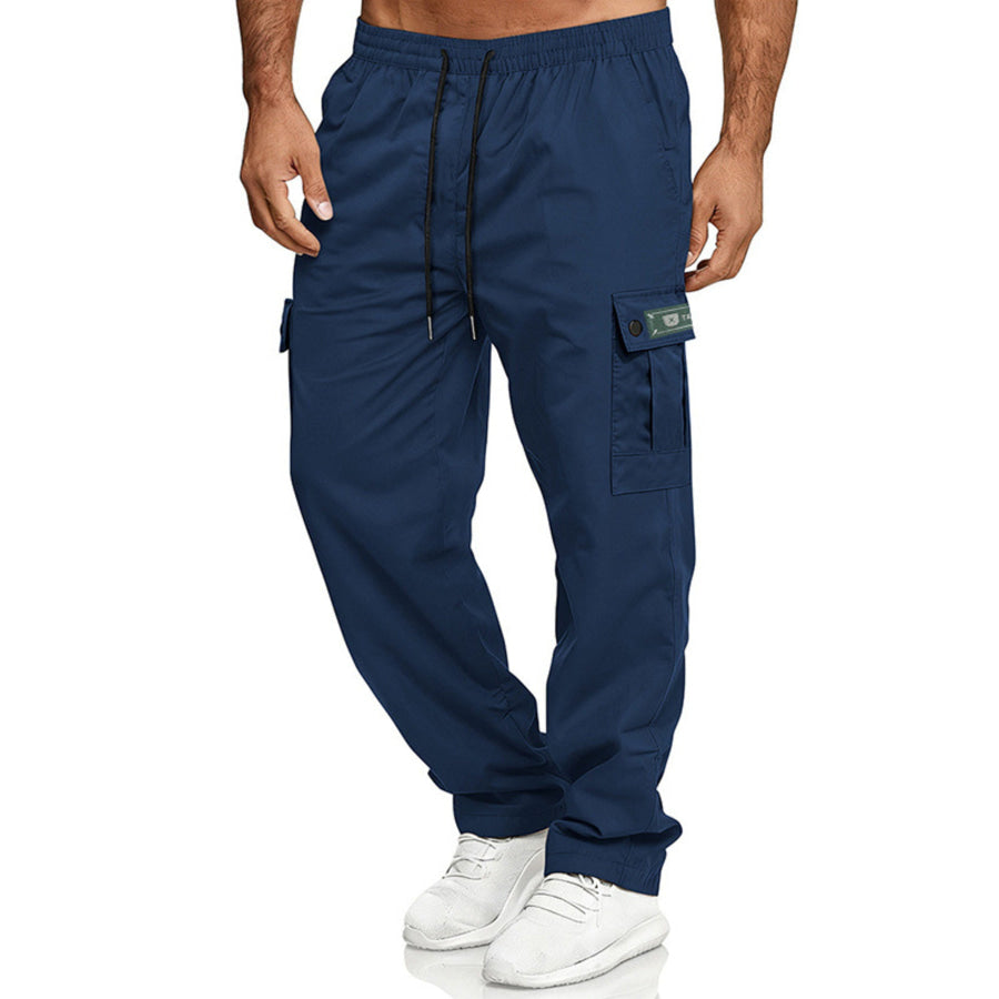 Men’s Full Size Cargo Pants with Drawstring Waist Plus Size Navy Blue / XS Apparel and Accessories