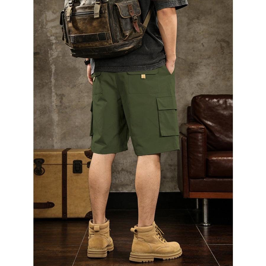 Men’s Full Size Cargo Shorts with Drawstring Waist Plus Size Apparel and Accessories