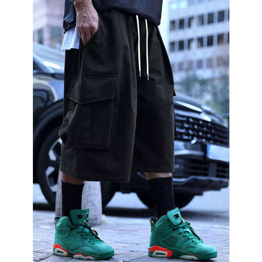Men’s Full Size Cargo Shorts with Drawstring Waist Plus Size Apparel and Accessories