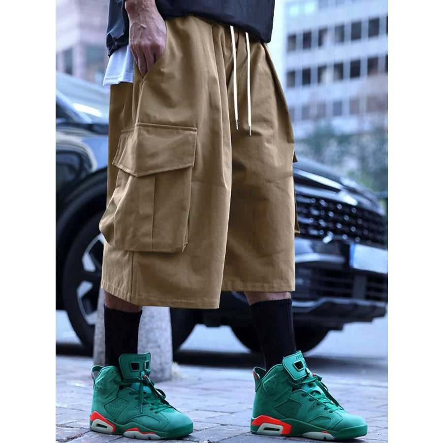 Men’s Full Size Cargo Shorts with Drawstring Waist Plus Size Apparel and Accessories