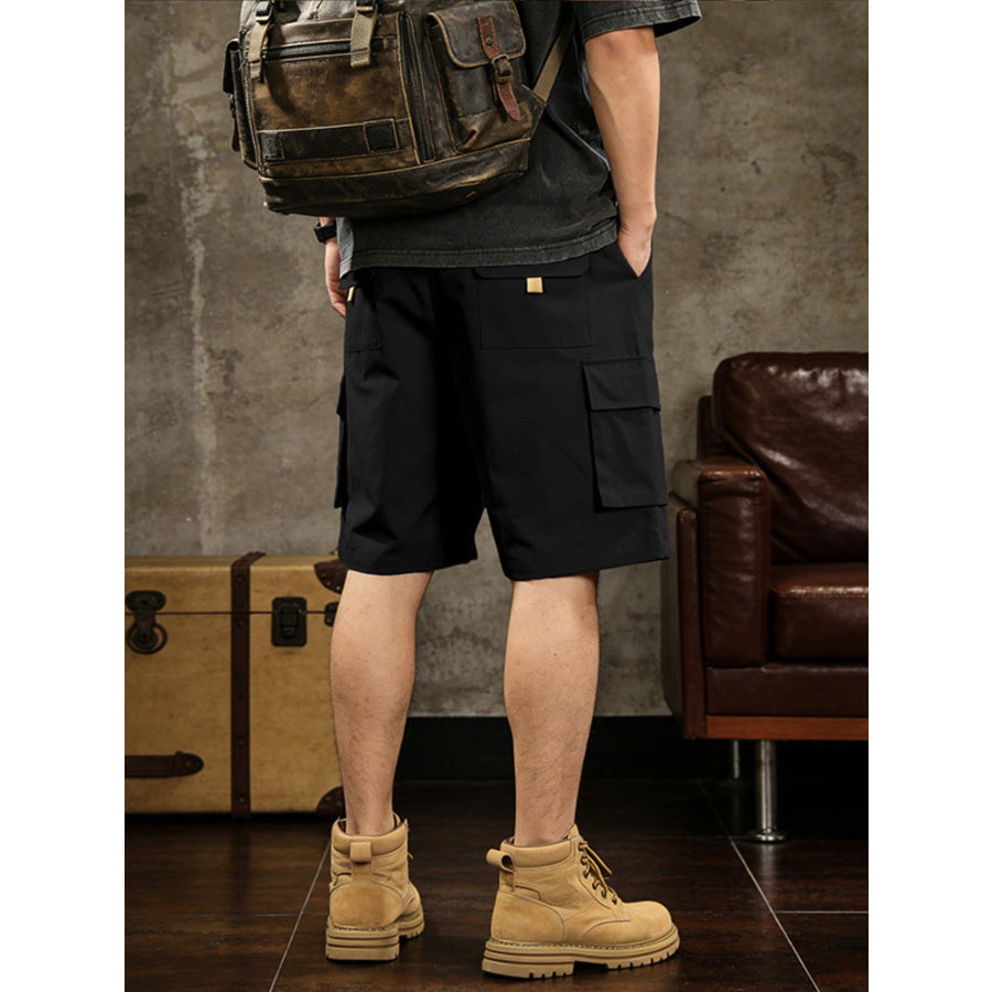 Men’s Full Size Cargo Shorts with Drawstring Waist Plus Size Apparel and Accessories