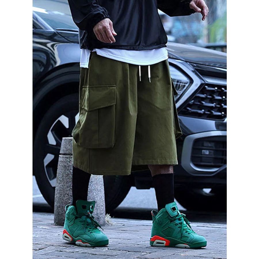 Men’s Full Size Cargo Shorts with Drawstring Waist Plus Size Apparel and Accessories