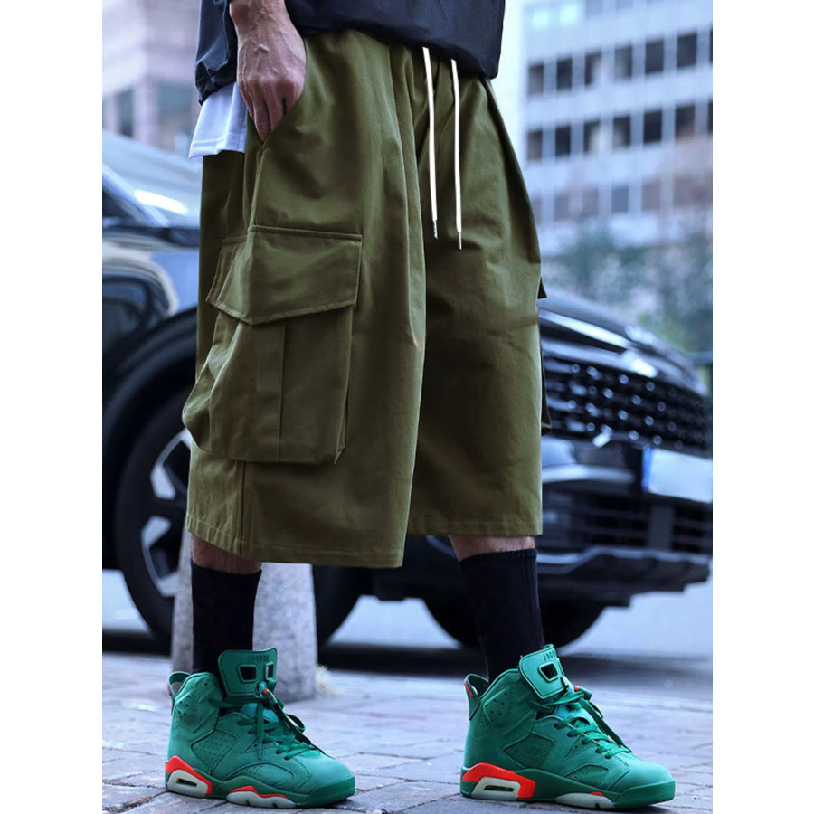 Men’s Full Size Cargo Shorts with Drawstring Waist Plus Size Army Green / S Apparel and Accessories