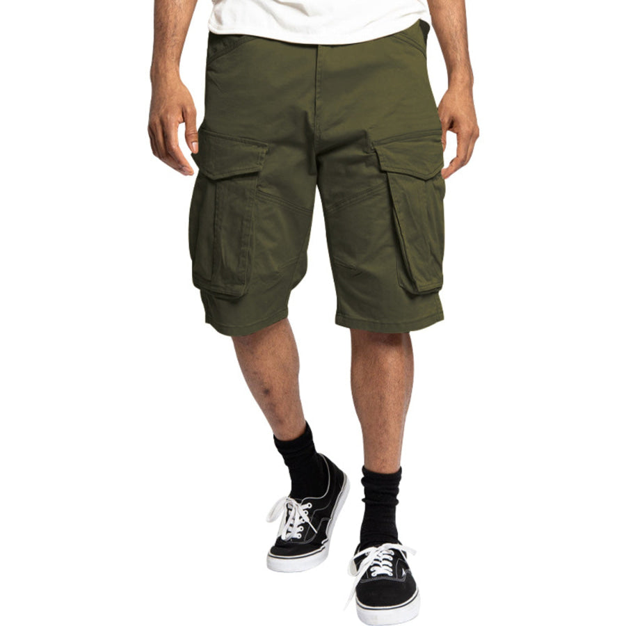 Men’s Full Size Cargo Shorts with Multiple Pockets Plus Size Army Green / S Apparel and Accessories