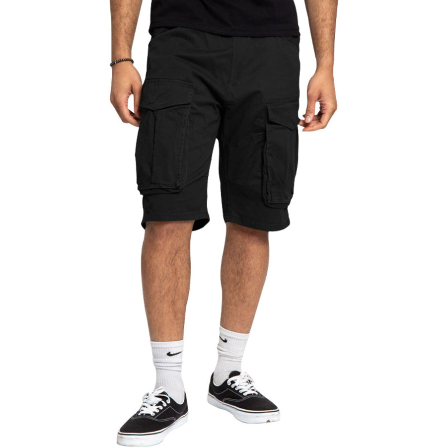 Men’s Full Size Cargo Shorts with Multiple Pockets Plus Size Black / S Apparel and Accessories