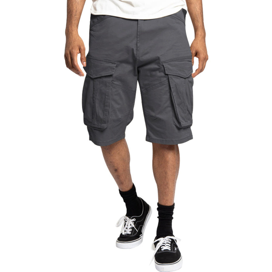 Men’s Full Size Cargo Shorts with Multiple Pockets Plus Size Dark Gray / S Apparel and Accessories