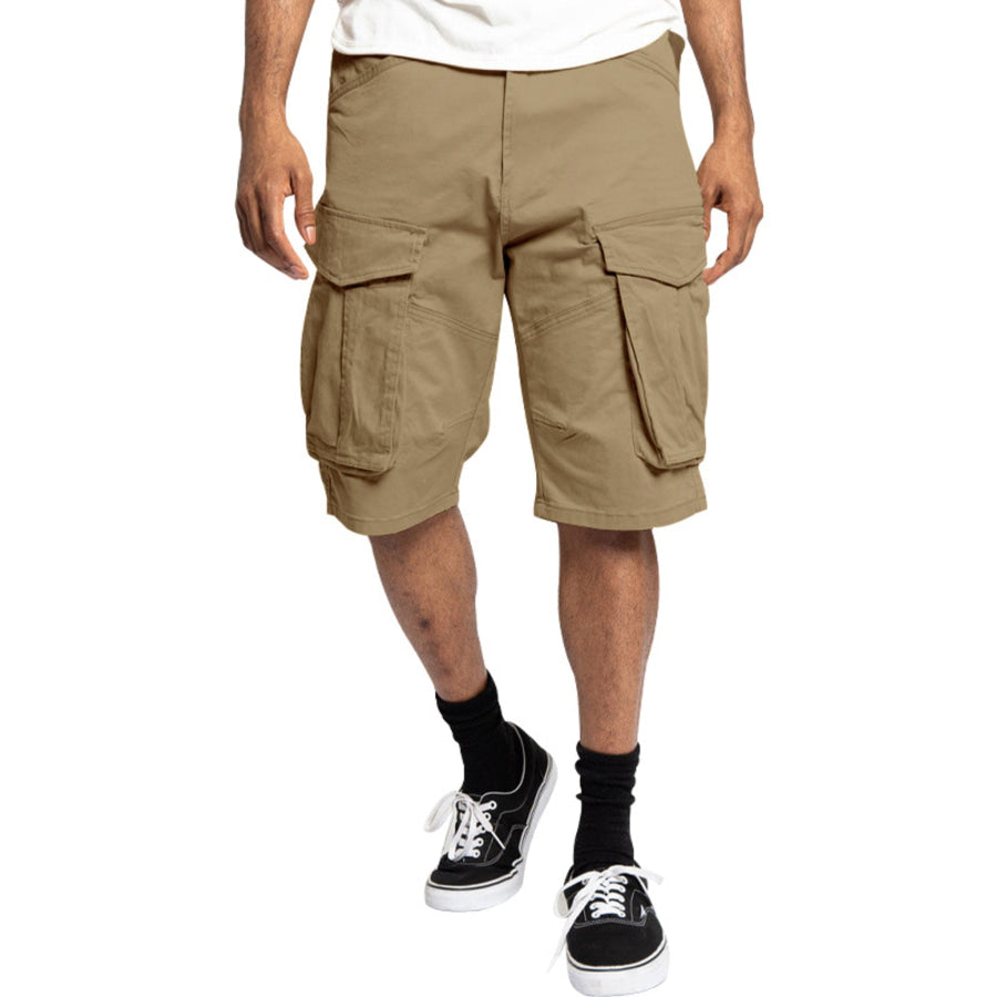 Men’s Full Size Cargo Shorts with Multiple Pockets Plus Size Khakis / S Apparel and Accessories