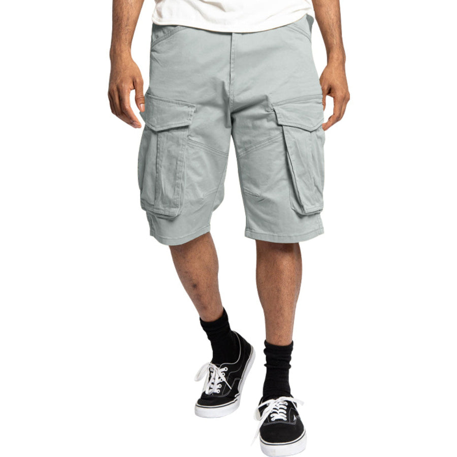 Men’s Full Size Cargo Shorts with Multiple Pockets Plus Size Light Gray / S Apparel and Accessories