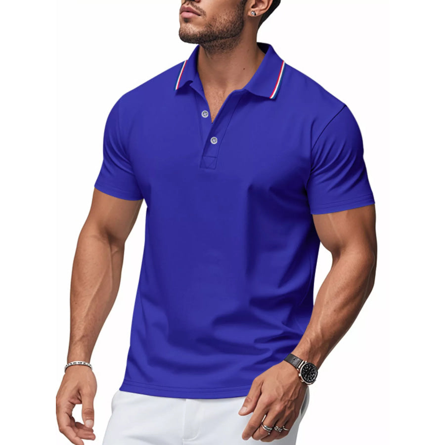 Men’s Full Size Casual Button Detail Polo Plus Size Apparel and Accessories