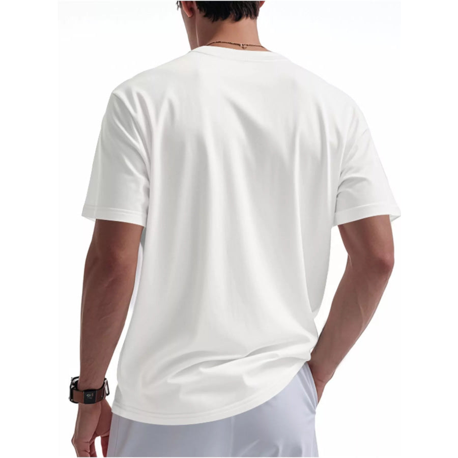 Men’s Full Size Casual Button Detail Short Sleeve T-Shirt Plus Size Apparel and Accessories